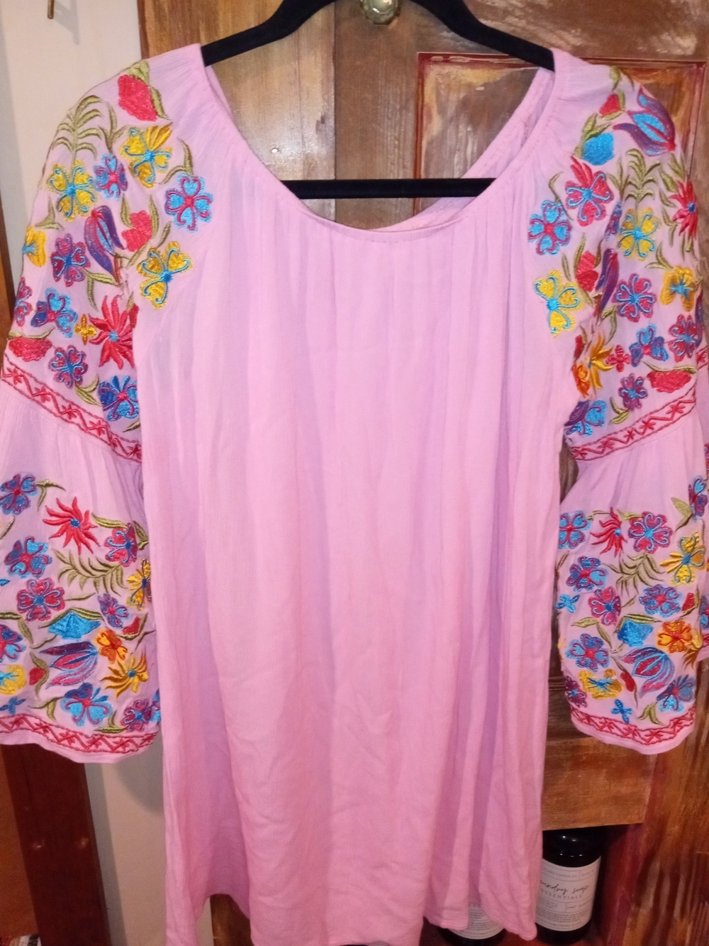 Velzera Pink Embroidered Boho Blouse
